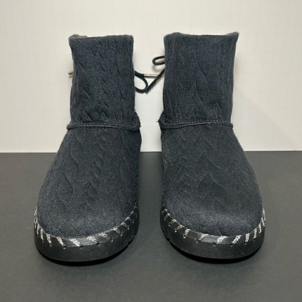 Womens MUK LUKS Flexi Hoboken Knit Dark Grey Memory Foam Ankle Boots / Size 7.5 - Picture 2 of 8